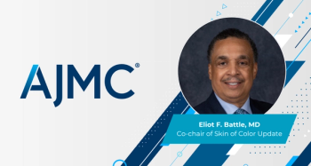 Headshot of Eliot F. Battle, MD on AJMC branded background