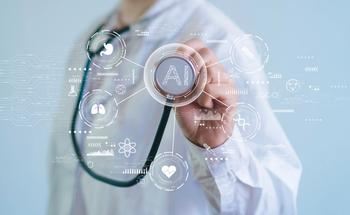 Doctor holding stethoscope with AI graphic around it | Image credit: MrPanya – stock.adobe.com