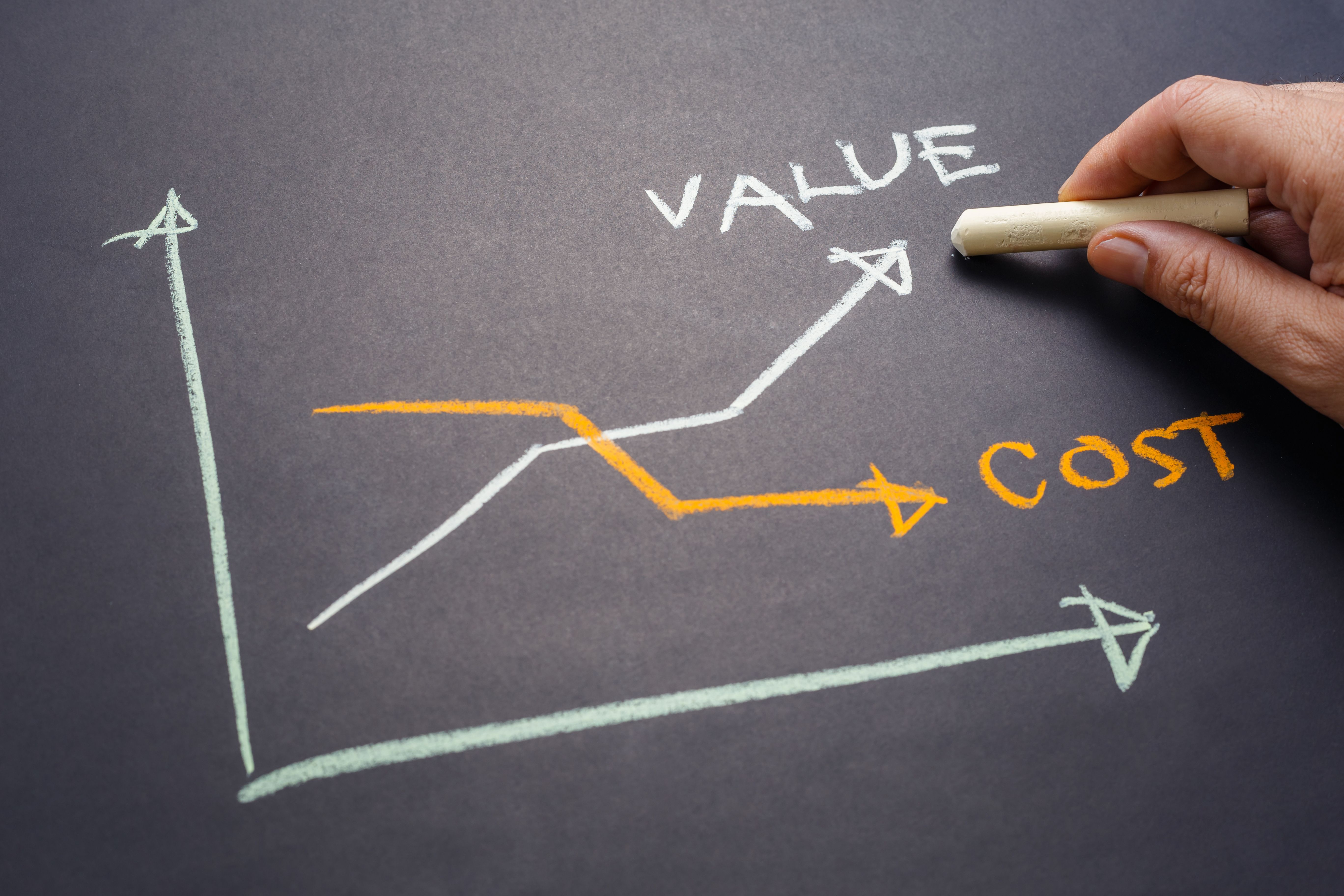 Conceptualizing reduced cost and increased value | image credit: patpitchaya - stock.adobe.com