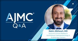 Headshot of Naim Alkhouri, MD on an AJMC Q&A branded background