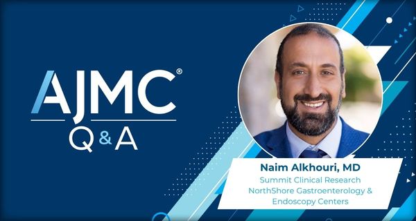 Headshot of Naim Alkhouri, MD on an AJMC Q&A branded background