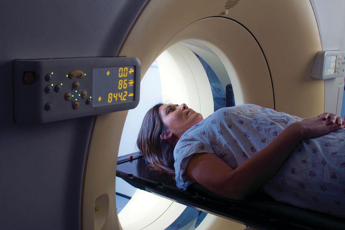 Woman entering MRI machine