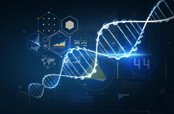 a model of DNA surrounded by data