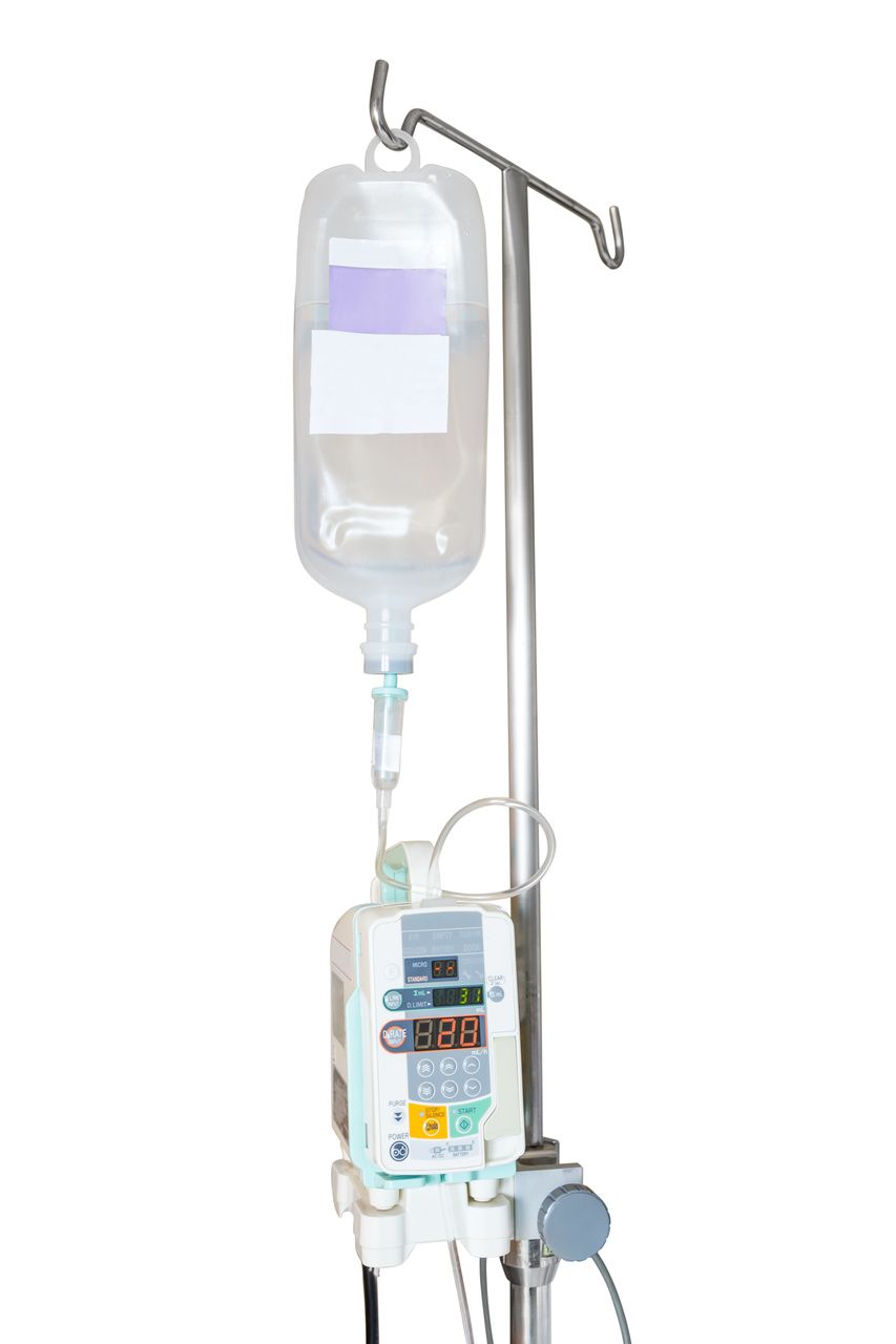 IV secured on pole