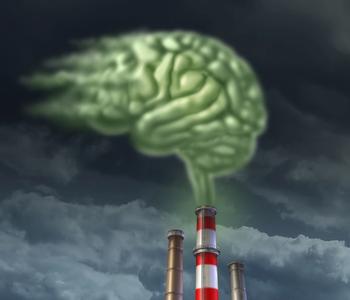 Air pollution being released in the shape of a brain.