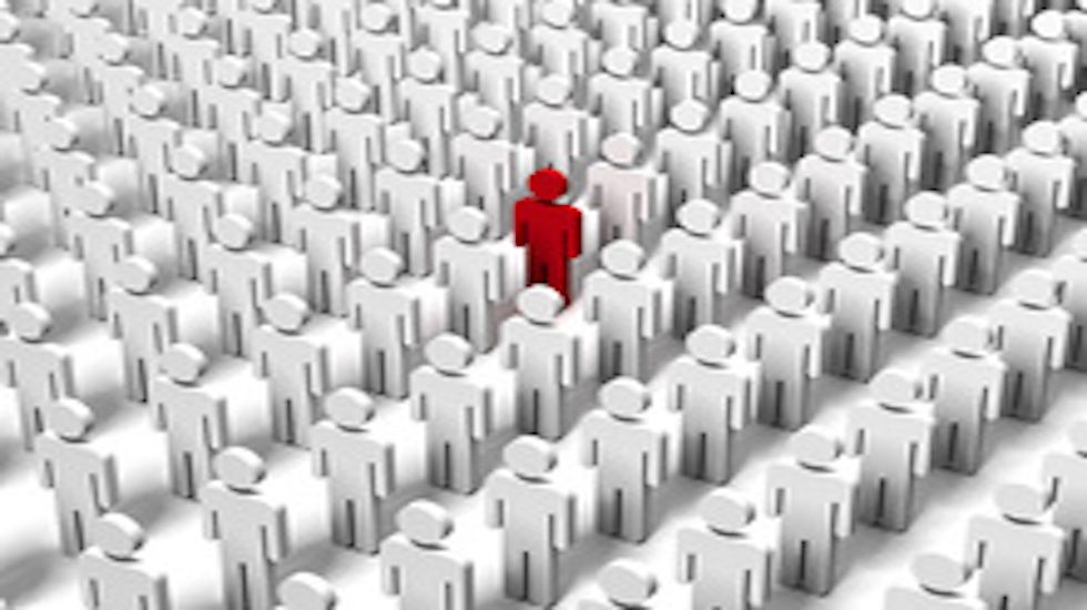 graphic of person in a crowd