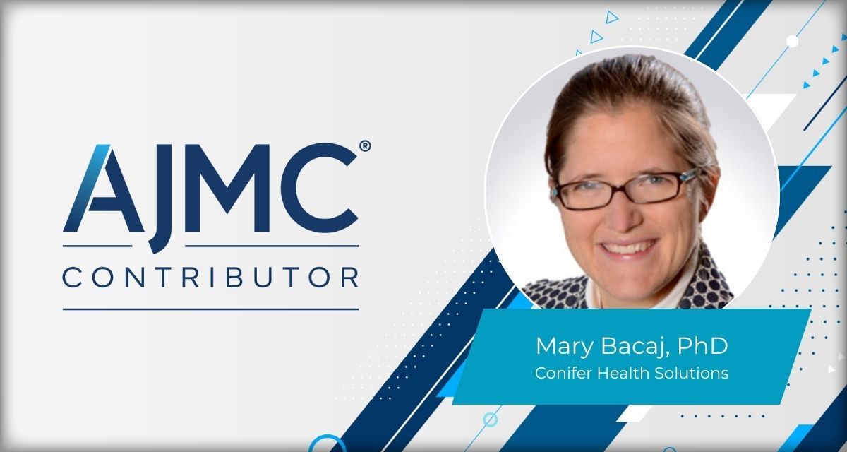 Headshot of Mary Bacaj, PhD, on AJMC branded contributor background | Image credit: Conifer Health Solutions