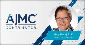 Headshot of Mary Bacaj, PhD, on AJMC branded contributor background | Image credit: Conifer Health Solutions