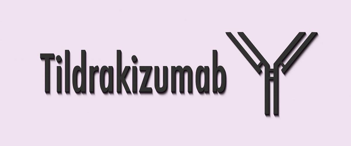 Tildrakizumab monoclonal antibody drug. Used in treatment of psoriasis. Targets interleukin-23. Generic name and stylized antibody representation: © molekuul.be- stock.adobe.com