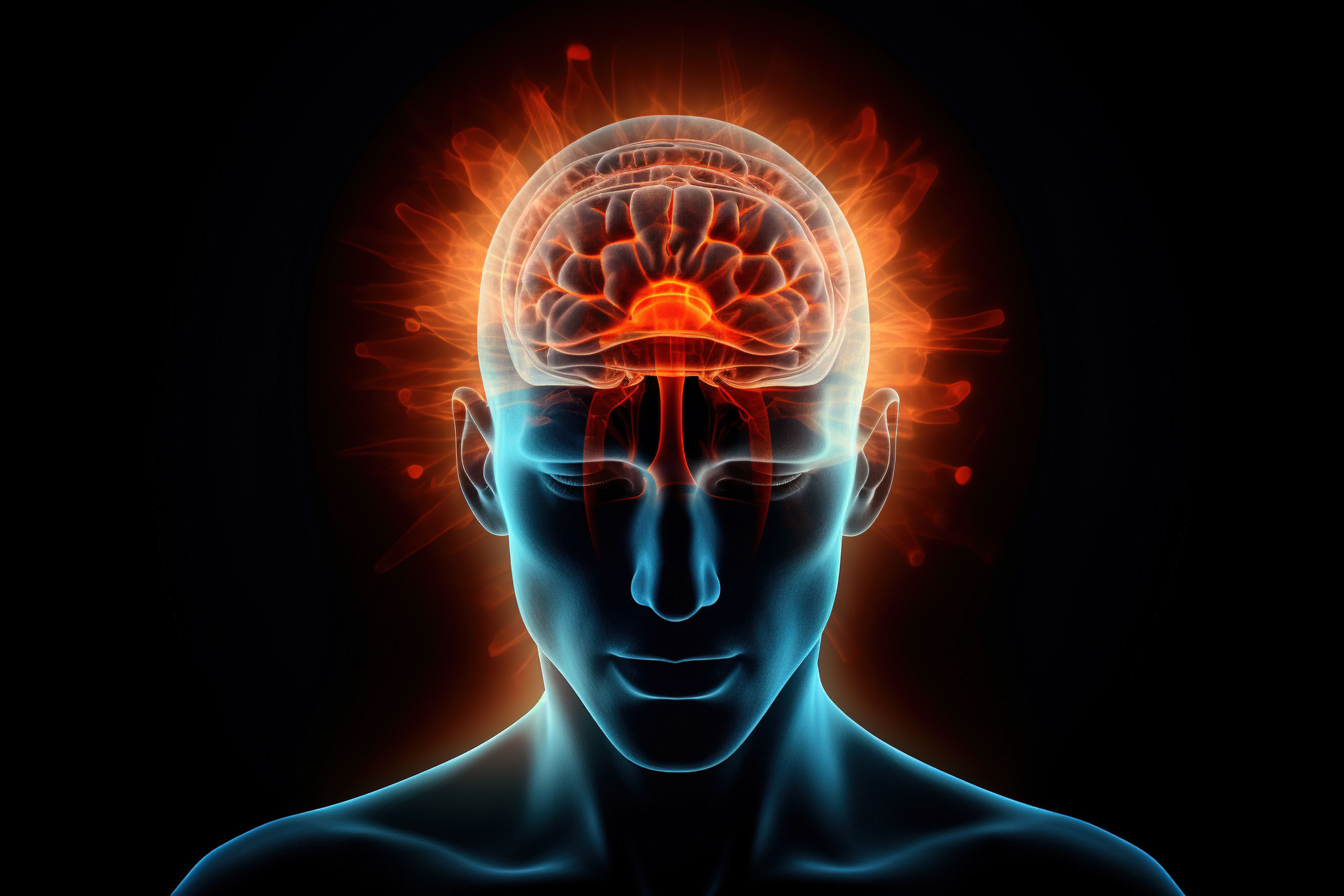 Man with severe headache or migraine with dark background - medical x-ray illustration | Image credit: Livinskiy - stock.adobe.com