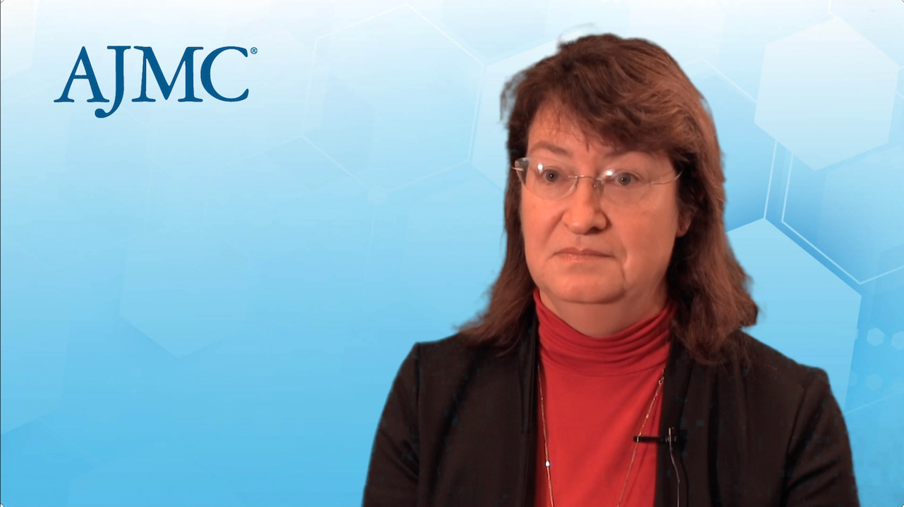 Screenshot of Dena Behm Dillon, PharmD, during a video interview