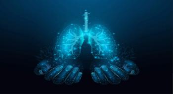 Two human hands are holds human lungs. Support healthy lungs concept. Wireframe glowing low poly design on dark blue background. Abstract futuristic vector illustration: ©  Elena - stock.adobe.com