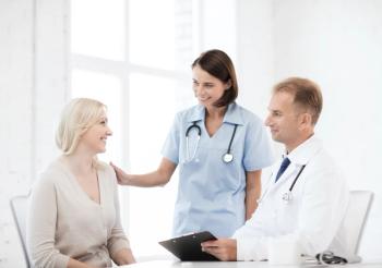 Doctors and patient