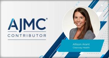 Headshot of Allison Arant on AJMC branded contributor background