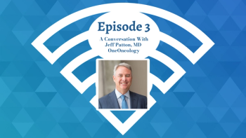Oncology Onward logo with Jeff Patton's headshot