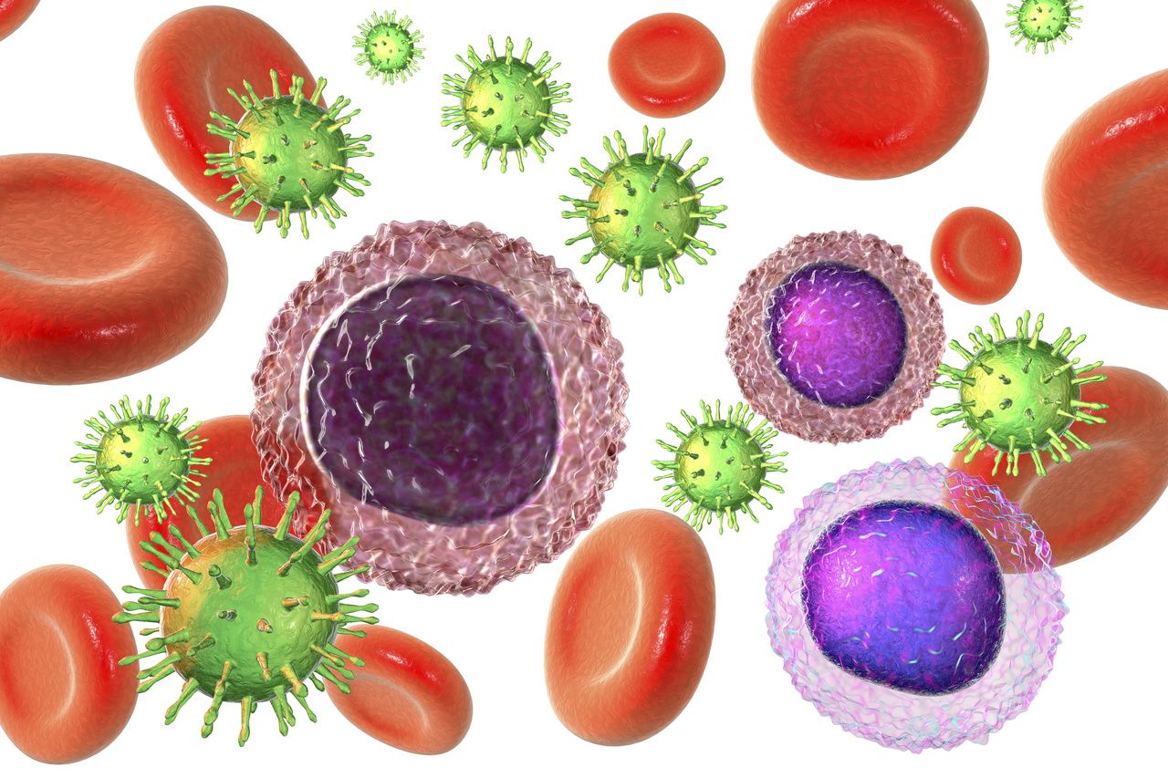 Graphic depiction of HIV in the blood