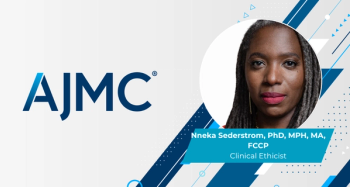 Headshot of Nneka Sederstrom, PhD, MPH, MA, FCCP, on AJMC branded background