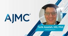 Screenshot of Tarik Asselah, MD, PhD, on AJMC branded background