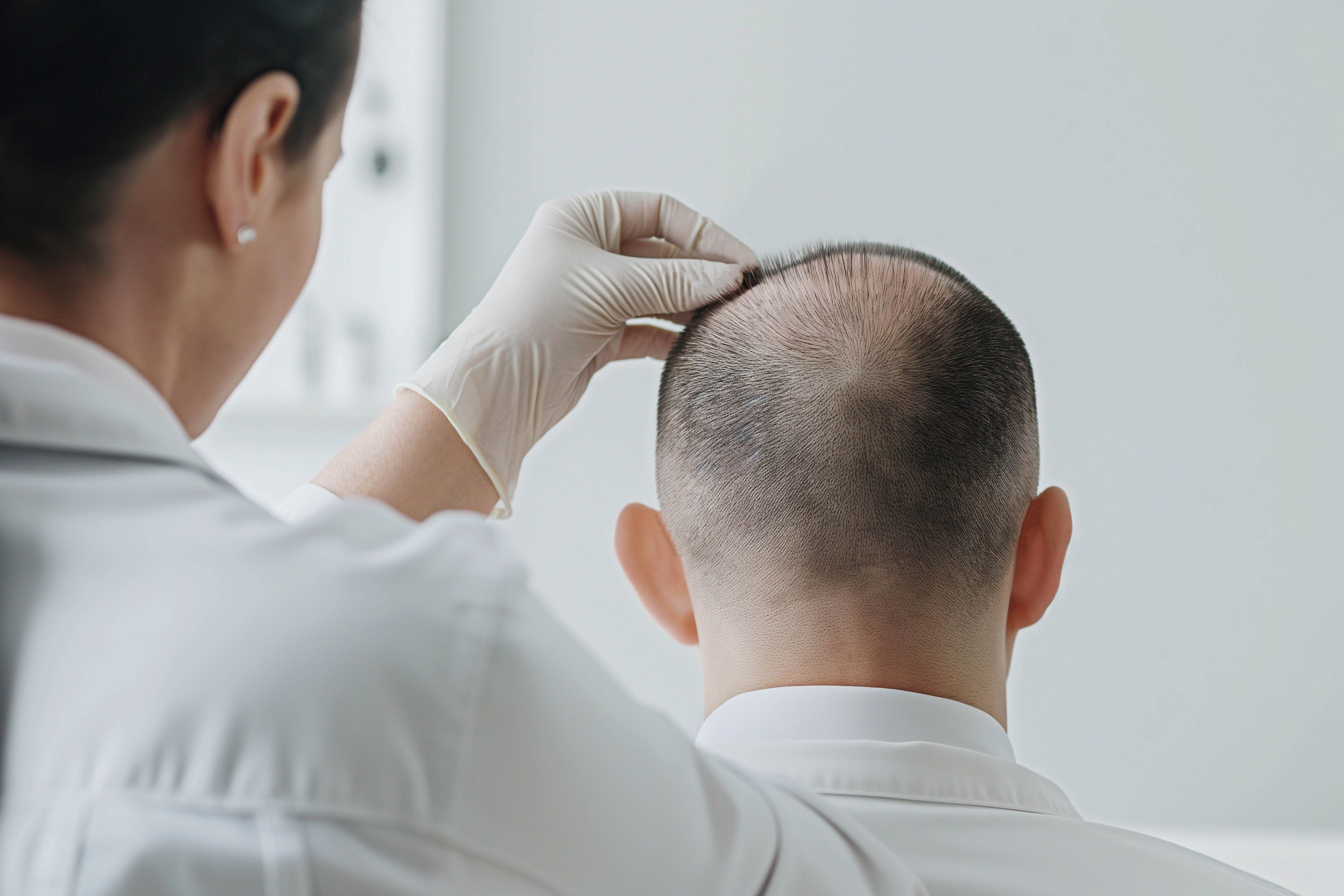 Man with alopecia undergoing an examination | image credit: alsu0112 - stock.adobe.com