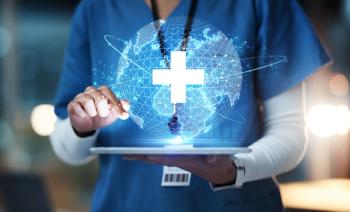 Nurse, hands or technology for 3d globe networking, healthcare community or digital help in life insurance support. Zoom, medical or futuristic world for global hospital, woman or doctor on tablet ux | Image credit: C Malambo/peopleimages.com - stock.adobe.com