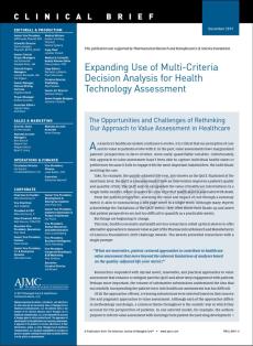 Expanding Use of Multi-Criteria Decision Analysis for Health Technology Assessment