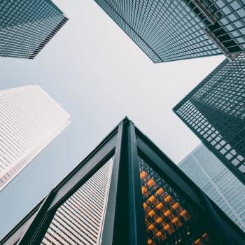 image of sky surrounded by office buildings 
