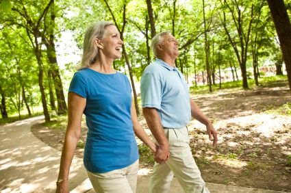 Two people walking