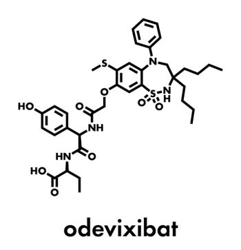 Odevixibat drug molecule. Skeletal formula | Image credit: molekuul.be - stock.adobe.com
