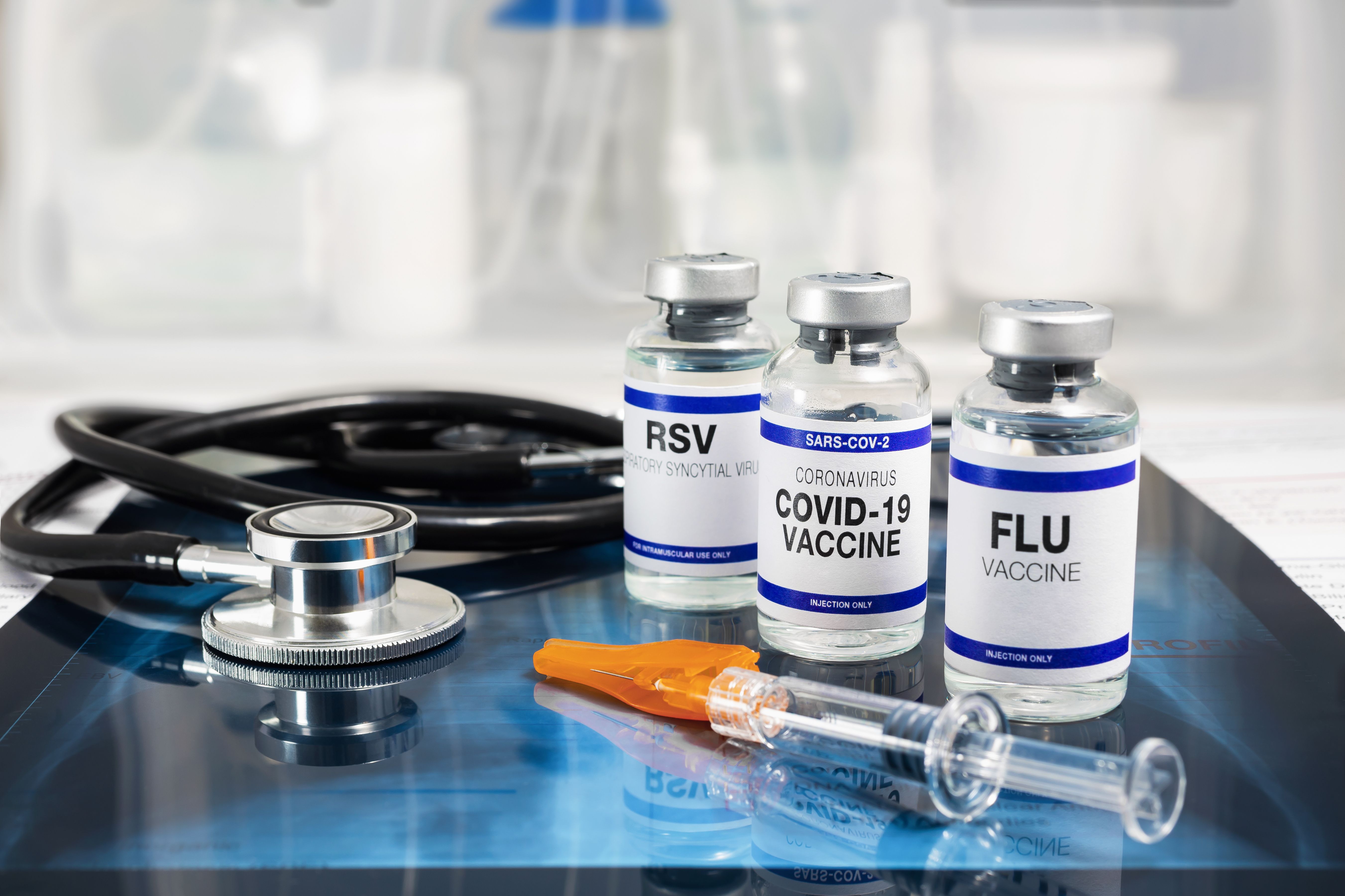 RSV, COVID, Flu vaccines. | Image credit: angellodeco - stock.adobe.com