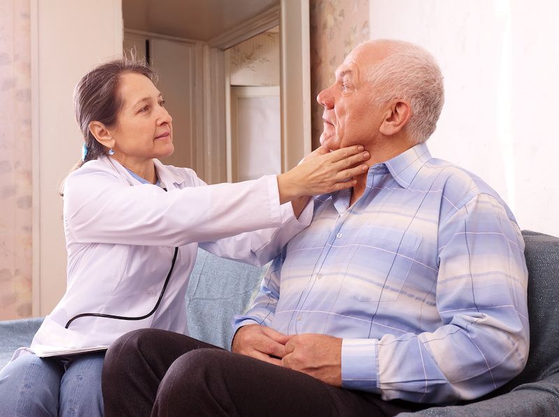 Old man during an at-home check-up.