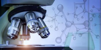 Microscope inspecting genetics and cells. 