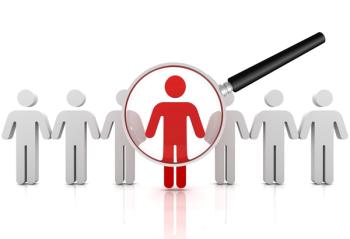 Person in magnifying glass