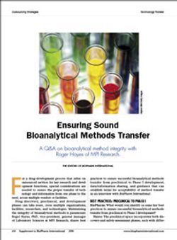 Ensuring Sound Bioanalytical Methods Transfer