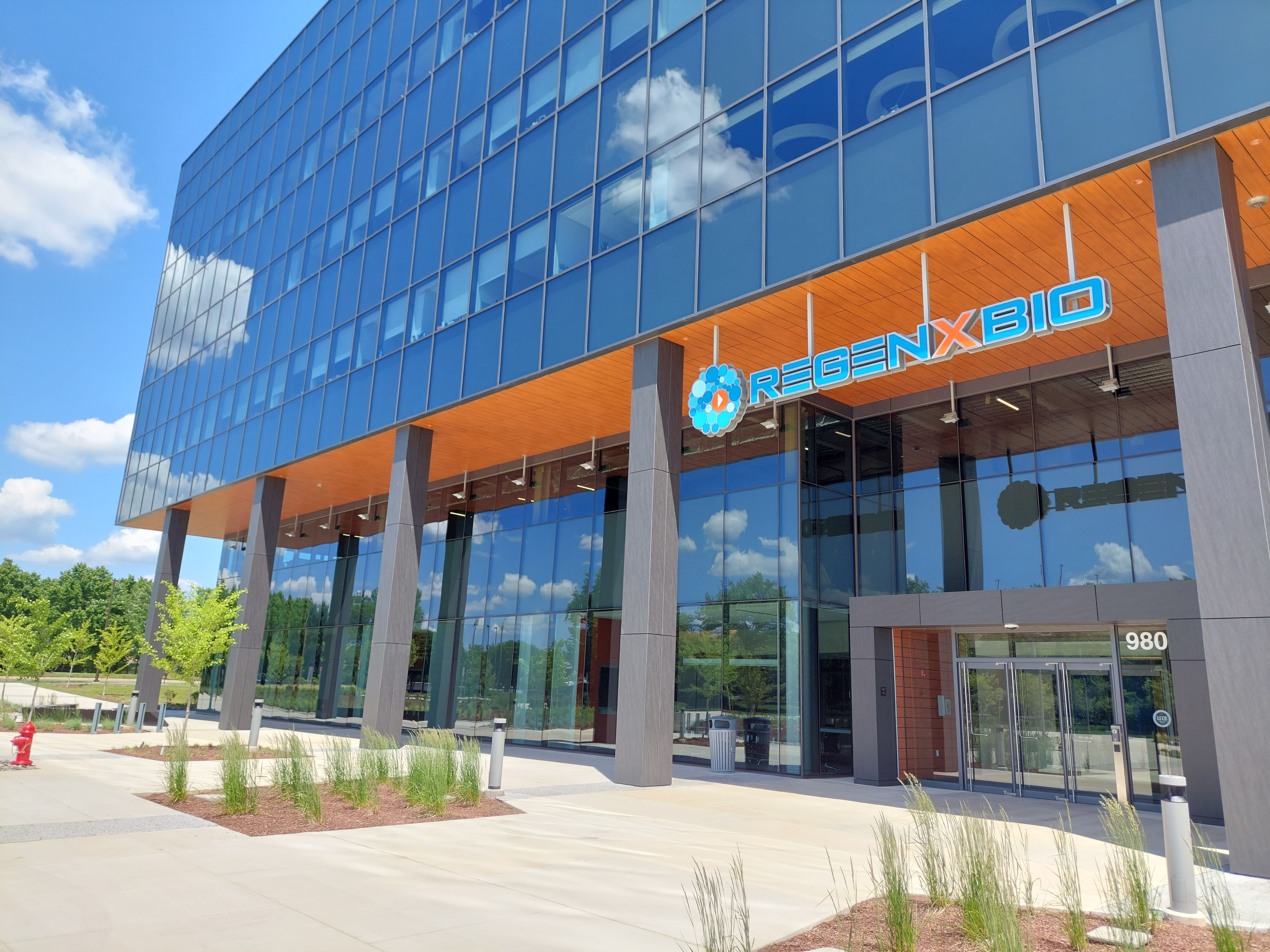 The front of the REGENXBIO facility in Rockville, Montgomery County, Maryland. REGENXBIO is a biotechnology company researching Adeno-Associate Virus (AAV) gene therapy | Image Credit: © MJ Kerr - stock.adobe.com