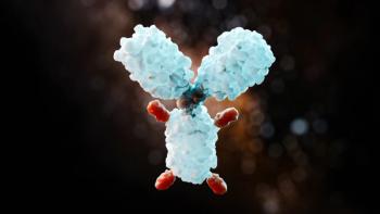 Antibody molecule with small attached fragments at the binding sites, against a dark background. | Image Credit: © AddMeshCube - stock.adobe.com
