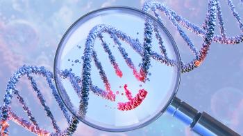 DNA double helix under a magnifying glass, symbolizing genetic engineering and gene manipulation. CRISPR technology, genome editing, molecular biotechnology, genetic science research, gene therapy. 3D | Image Credit: © Corona Borealis - © Corona Borealis - stock.adobe.com