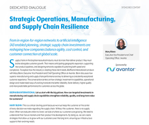 Strategic Operations, Manufacturing and Supply Chain Resilience