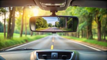 Rearview mirror showing the road behind with rearview camera display visible on the dashboard | Image Credit: ทองขาร พอใจ - stock.adobe.com