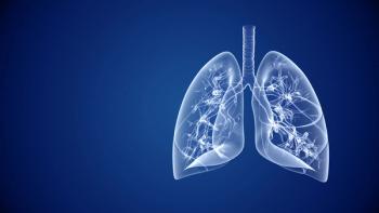 3D illustration of translucent white human lungs with the trachea and branching airways against a dark blue background, positioned on the right side of the frame. | Image Credit: © Silver Place - stock.adobe.com