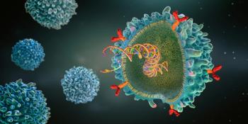 3D illustration of a genetically engineered immune cell displaying chimeric antigen receptors on its surface. | Image Credit: © Christoph Burgstedt - stock.adobe.com