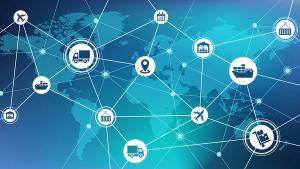 Global shipping and supply chain vector illustration. Abstract concept with world map background and connected icons related to international import / export, distribution and transportation. | Image credit: © j-mel - © j-mel - stock.adobe.com