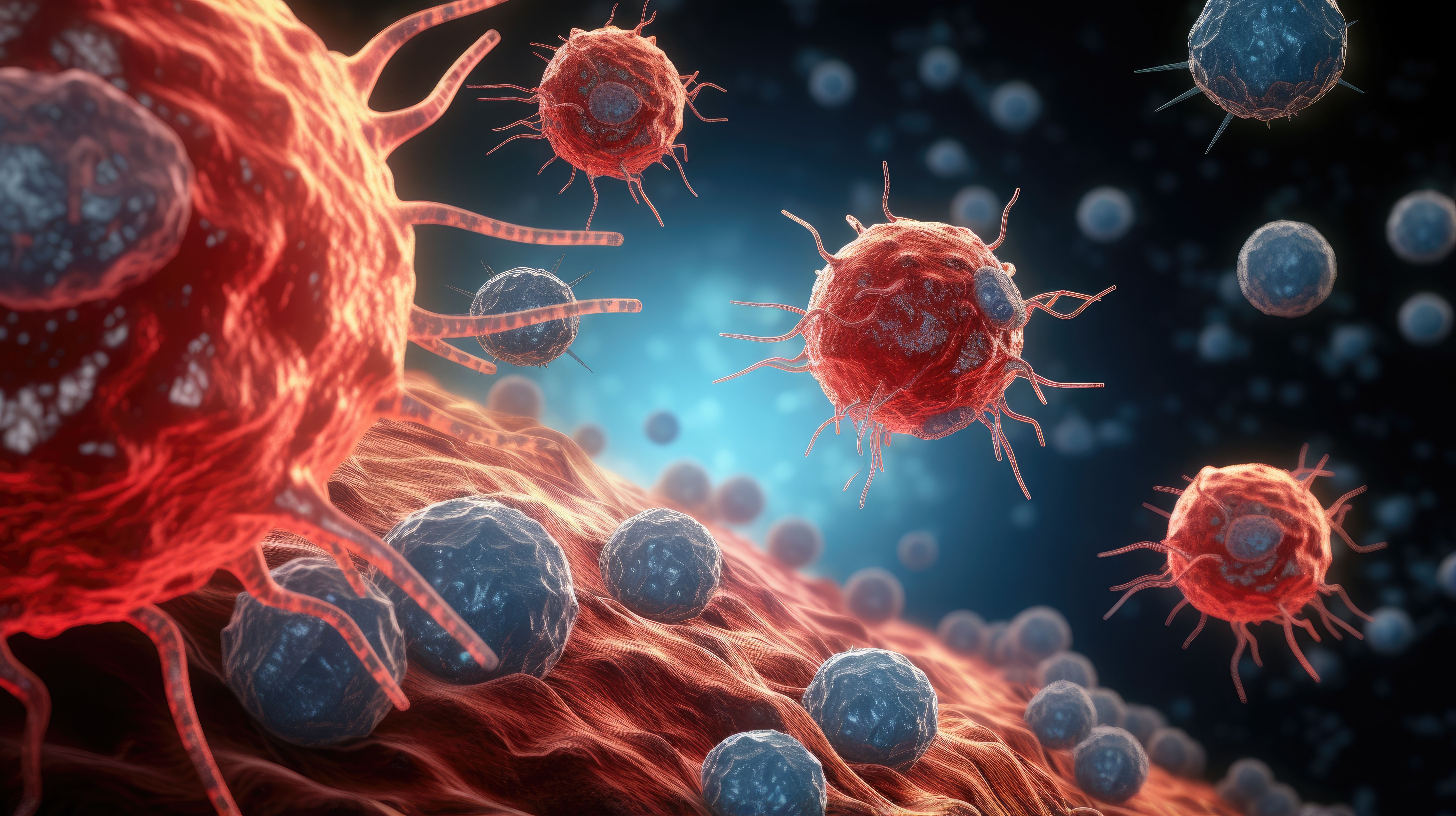 Illustration of T-cell and B-cell immune interaction representing mosunetuzumab bispecific antibody and polatuzumab vedotin ADC combination therapy for relapsed refractory large B-cell lymphoma| Image Credit: © HN Works - stock.adobe.com