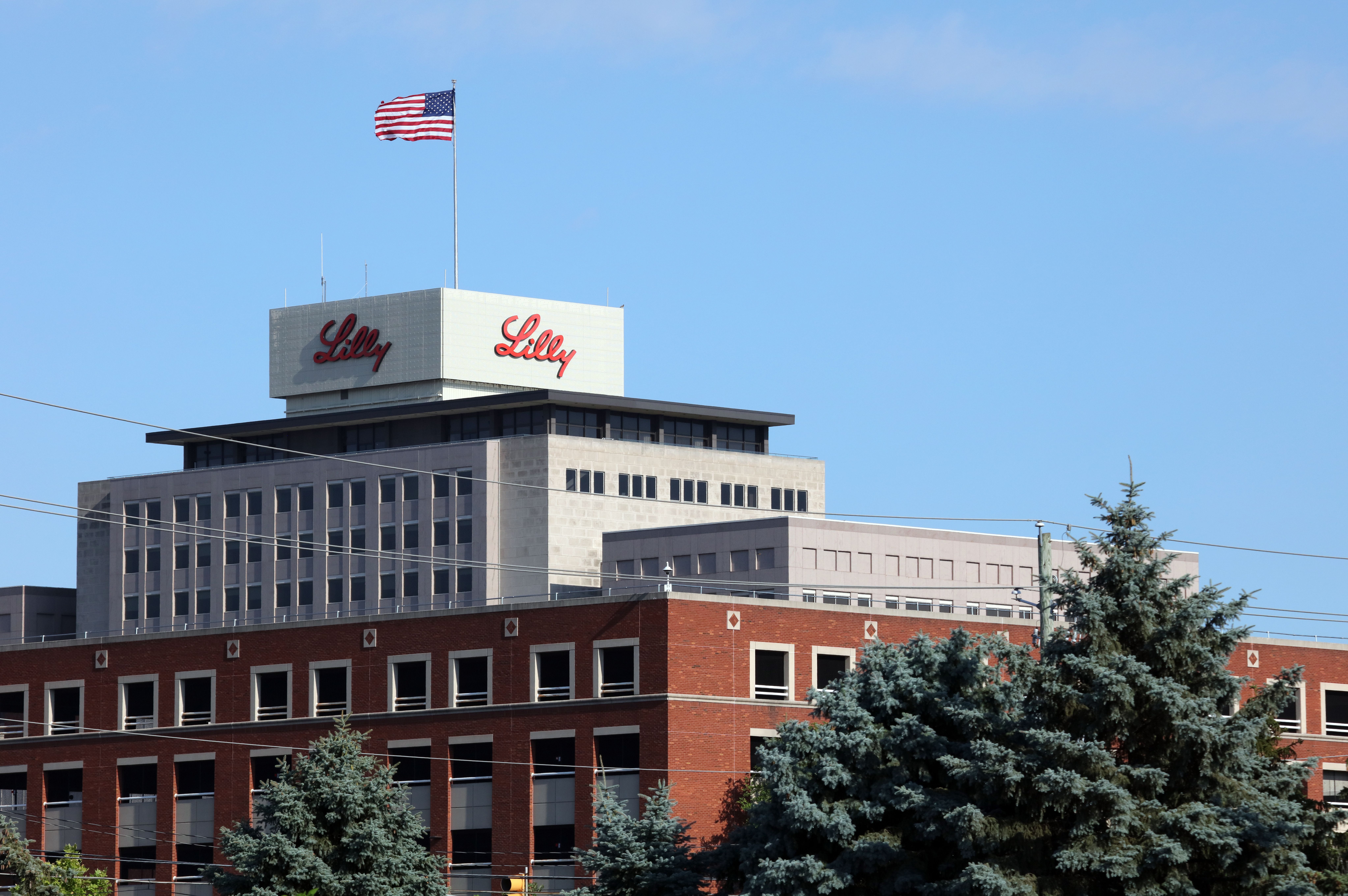 Indianapolis, Indiana, USA - June 13, 2024: The exterior of the Eli Lilly and Company headquarters. Eli Lilly and Company is an American pharmaceutical company. | Image Credit: © Katherine Welles - stock.adobe.com
