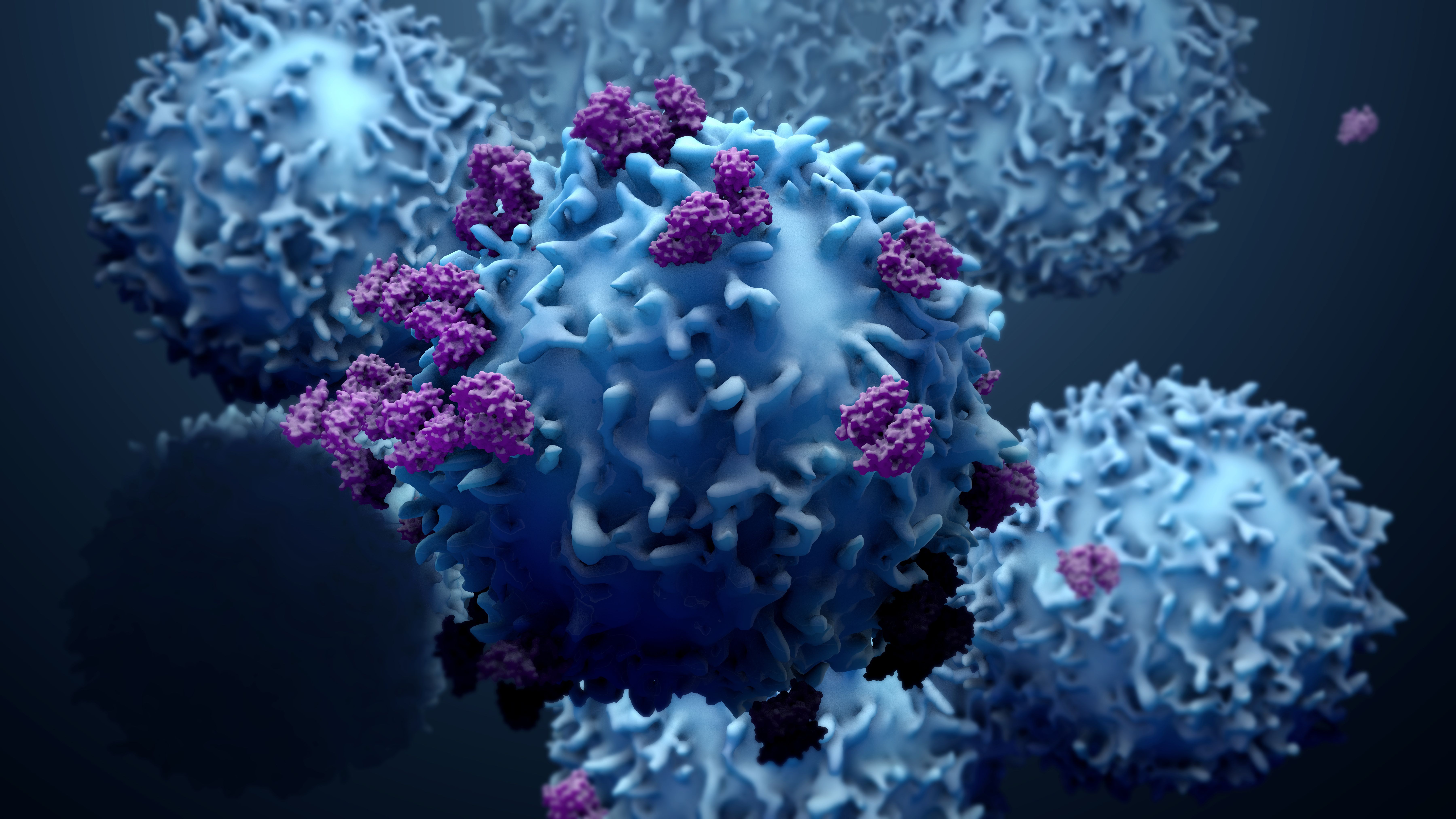 3d illustration proteins with lymphocytes , t cells or cancer cells | Image Credit: © Design Cells - stock.adobe.com