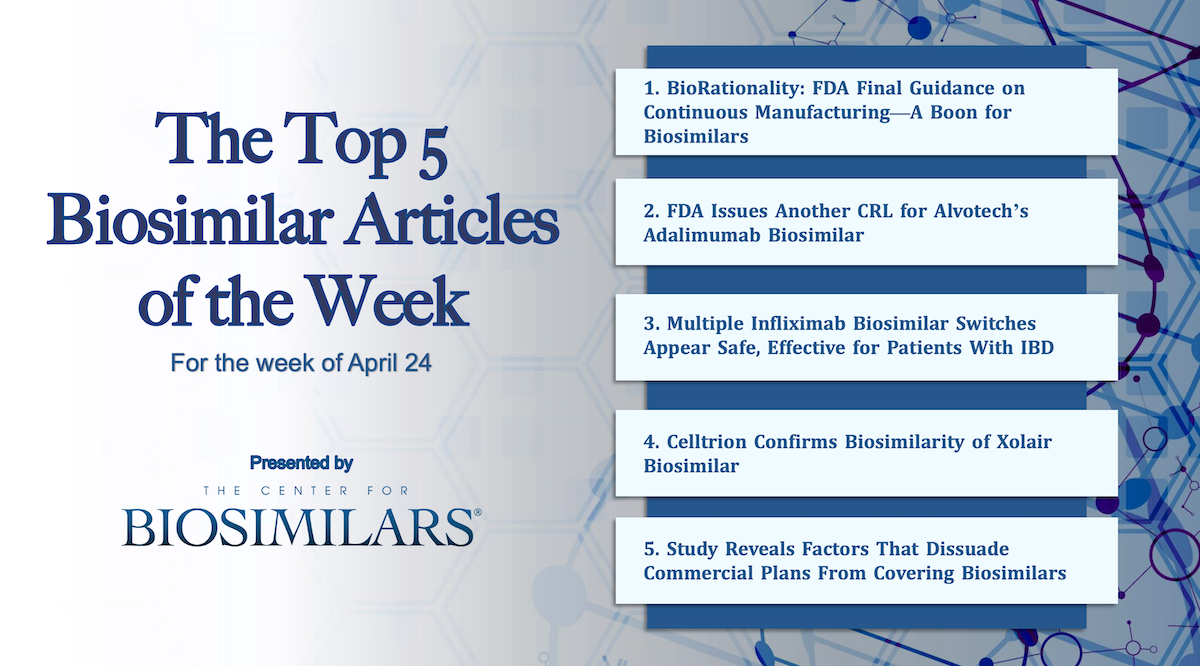 The Top 5 Biosimilar Articles for the Week of April 24