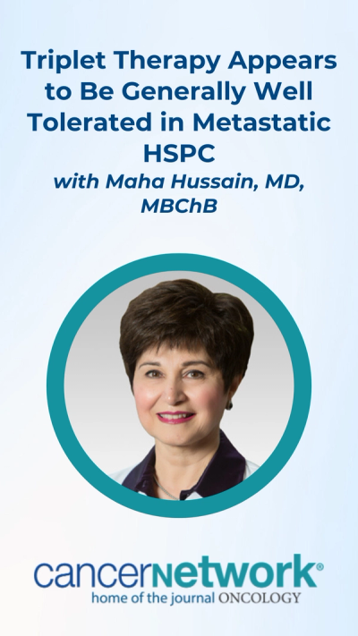 Maha Hussain, MD, MBChB, discussed advantages associated with docetaxel-containing triplet regimens for this patients with metastatic HSPC following a Medical Crossfire session she was a presenter for.