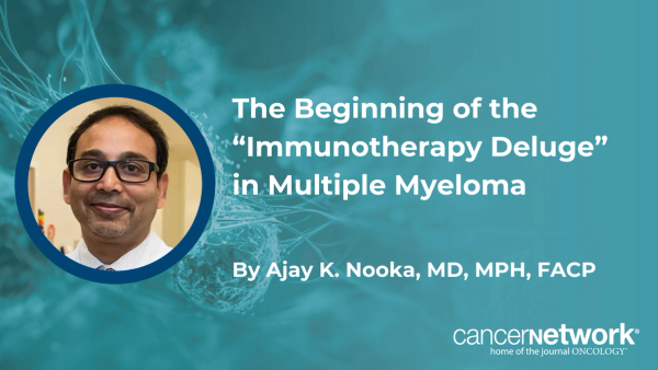 Ajay K. Nooka, MD, MPH, FACP, says multiple myeloma treatment is entering an immunotherapy deluge, with more data on bispecifics ahead.