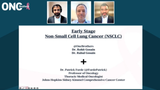 Patrick Forde, MBBCh, with the Oncology Brothers presenting slides