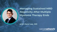 Hans C. Lee, MD, discussed how he monitors patients with multiple myeloma who achieve deep, sustained MRD negativity after coming off therapy.
