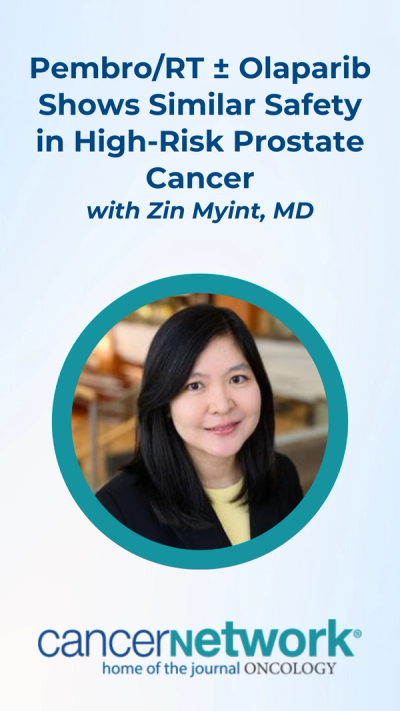 Zin Myint, MD, compared the incidence of AEs among patients with high-risk prostate cancer treated with pembrolizumab and radiotherapy alone vs with olaparib in a phase 2 study.